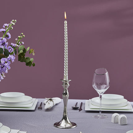 Karaca Home Rena Silver Aluminum Candle Holder 22cm