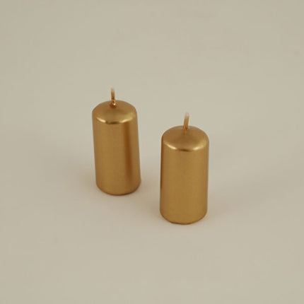 Karaca Home Gold Column Candle Set 3.5x8cm – 2 Pack