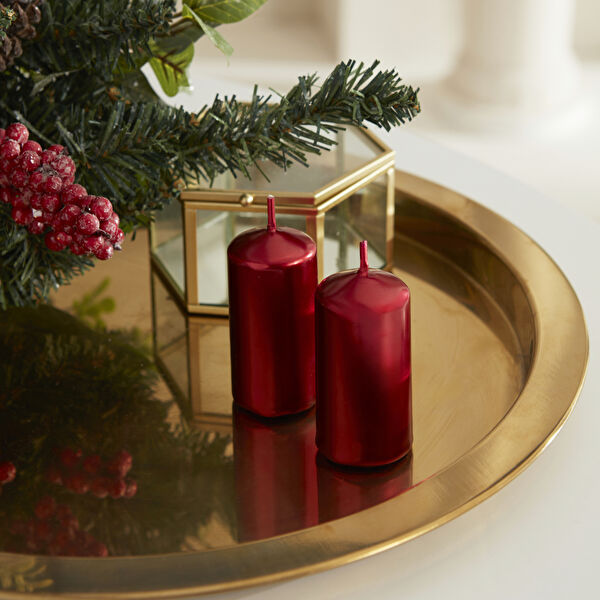 Karaca Home Red Column Candles Set of 2 – 10.5 Hours