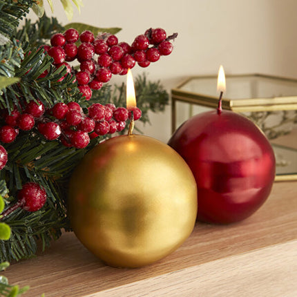Karaca Home Red Ball Candle 7cm Decorative Sphere