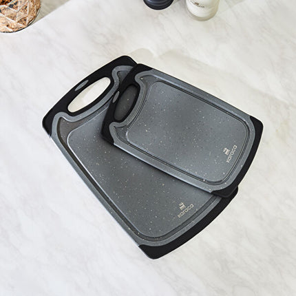 Karaca Daily 2-Piece Granite Pattern Cutting Board Set Grey