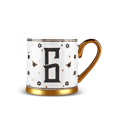 KARACA Letter G Mug 330ml White Ceramic Coffee Cup