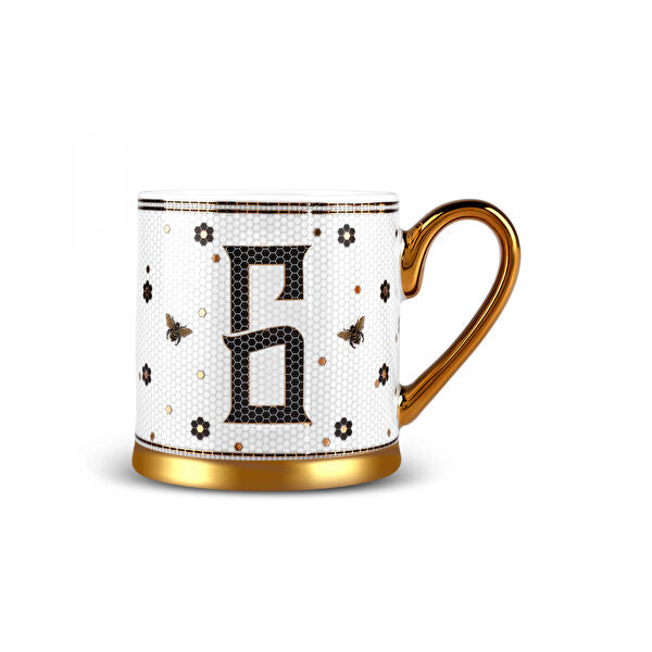 KARACA Letter G Mug 330ml White Ceramic Coffee Cup