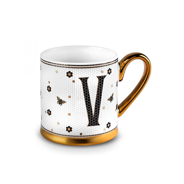 Karaca Letter V Bone China Mug 330ml White