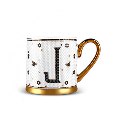 Karaca Letter J Mug 330ml White Ceramic Personalized