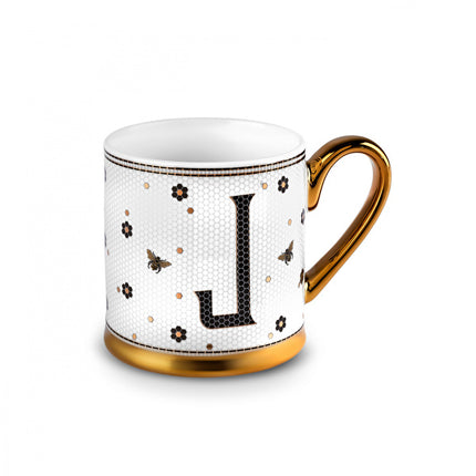 Karaca Letter J Mug 330ml White Ceramic Personalized