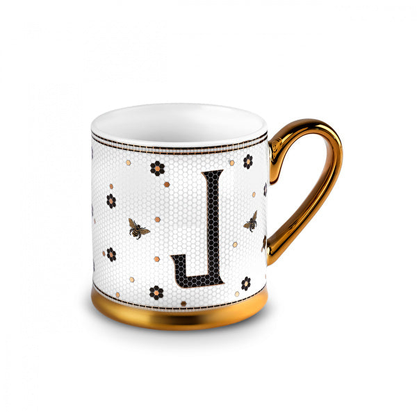 Karaca Letter J Mug 330ml White Ceramic Personalized