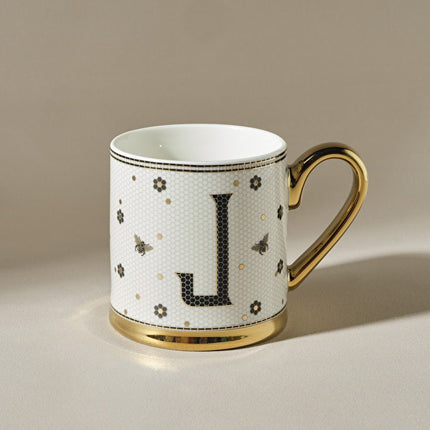 Karaca Letter J Mug 330ml White Ceramic Personalized