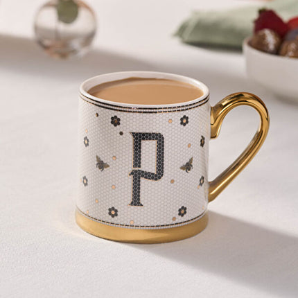 Karaca Letter P Bone China Mug 330ml White