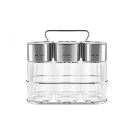 Karaca Ripple Inox 7-Piece Glass Spice Container Set