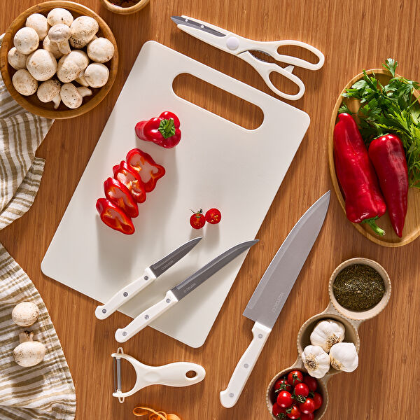 Karaca Sharp 4in1 Cream Knife Set 6 Pieces with Board