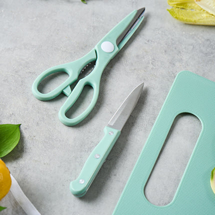 Karaca Sharp 3in1 5-Piece Knife Set with Board, Mint