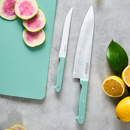 Karaca Sharp 3in1 5-Piece Knife Set with Board, Mint