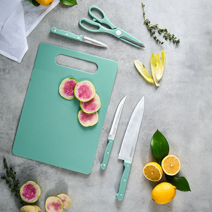 Karaca Sharp 3in1 5-Piece Knife Set with Board, Mint