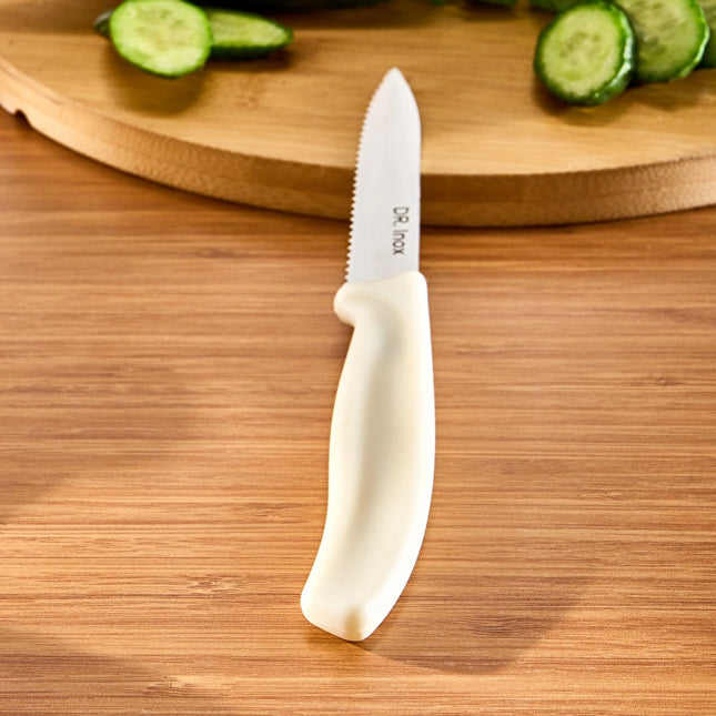 DR.INOX Serrated Vegetable Knife 21cm Cream Handle