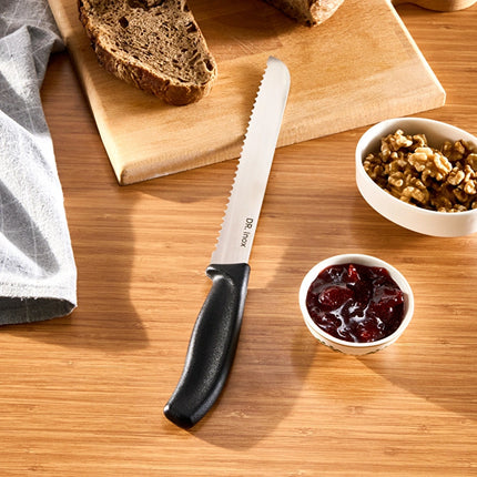 DR.INOX 32cm Serrated Bread Knife - Black Stainless Steel