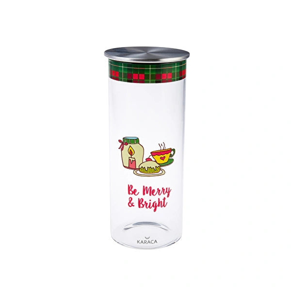 KARACA Ribbon 1380ml Glass Storage Container Red