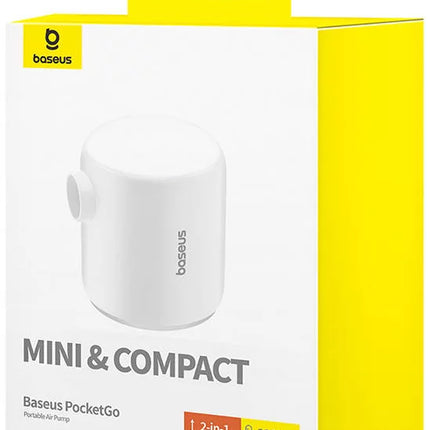 منفاخ هواء محمول باسوس بوكيت جو (Baseus PocketGo) - منفاخ إطارات لاسلكي ذكي - شاشة رقمية - وظيفة الإيقاف التلقائي - مرفقات متعددة - ضوء طوارئ LED مدمج