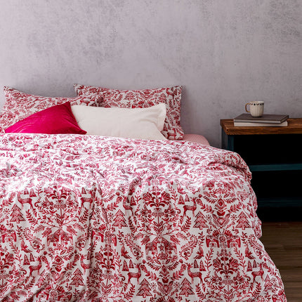 Edmon Double Flannel Duvet Cover - Red 100% Cotton