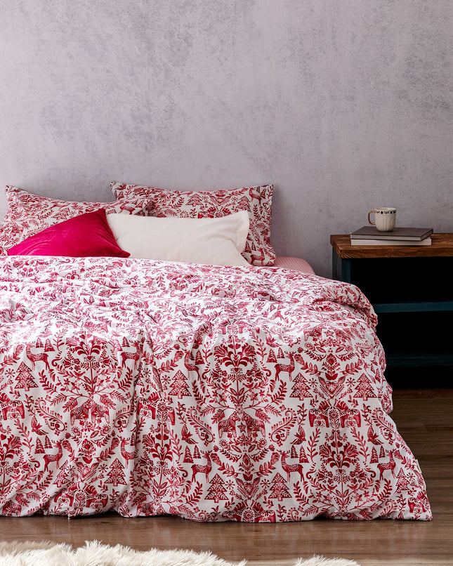 Edmon Double Flannel Duvet Cover - Red 100% Cotton