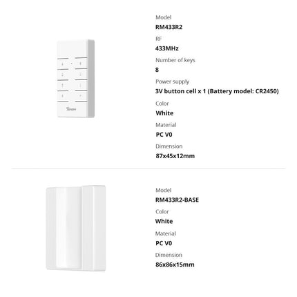 RM433R2 SONOFF RM433R2 Remote Controller