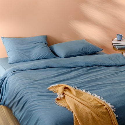 Carla Single Blue Washable Duvet Cover Set
