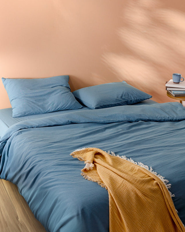 Carla Single Blue Washable Duvet Cover Set