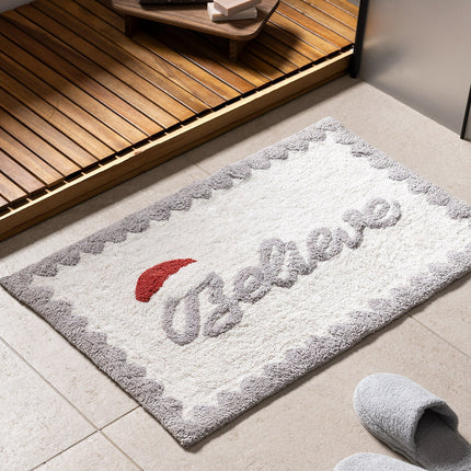 Vie Bath Mat White Grey Red - Plush Supportive Bathroom Rug