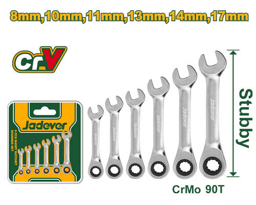 JADEVER Short Ratchet Combination Wrench Set