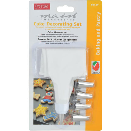 Prestige Cake Decor Set, White & Silver