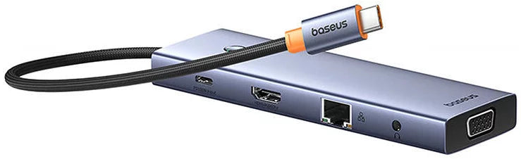 موزع منافذ باسوس الترا جوي (Baseus UltraJoy) نظام 10 في 1 - منفذ USB-C إلى HDMI 4K و VGA - شحن سريع 100 واط PD - منفذ إيثرنت Gigabit - قارئ بطاقات SD/TF - مخرج صوت 3.5 ملم موزع منافذ باسوس الترا جوي (Baseus UltraJoy) نظام 10 في 1 - منفذ USB-C إلى HDMI 4K و VGA - شحن سريع 100 واط PD - منفذ إيثرنت Gigabit - قارئ بطاقات SD/TF - مخرج صوت 3.5 ملم