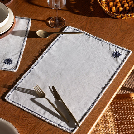 Boussole White Placemats 2-Piece Set - Modern Table