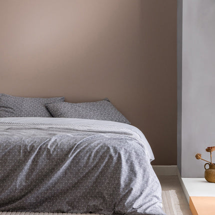 Hugo Single Cotton Printed Duvet Cover Set Gray