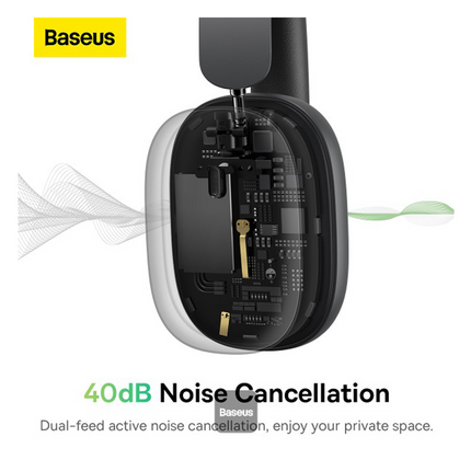 Baseus Bowie H1s Wireless Over-Ear Headphones - 45dB Active Noise Cancellation (ANC) - Hi-Res Audio Certified - LHDC Support - 70 Hours Battery Life - Spatial Audio