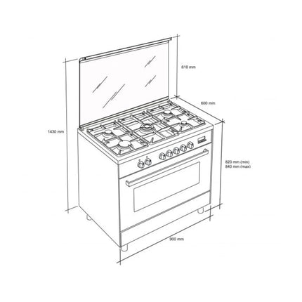 Meireles 90cm Freestanding Gas Cooker with Electric Oven