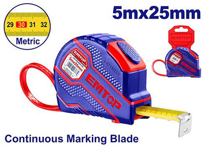 EMTOP EMTP25202  Rubber Tape Measure 5m x 25mm 