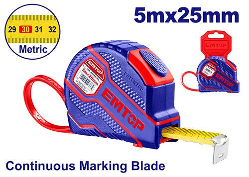 EMTOP EMTP25202  Rubber Tape Measure 5m x 25mm 