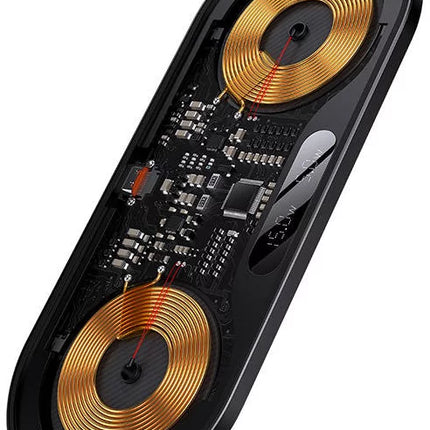 Baseus Digital LED Display Dual Wireless Charger 20W - Dual Qi Charging Pads - Real-time Power Monitoring - Ultra-Thin Transparent Design - Independent Coil Technology - Smart Power Allocation