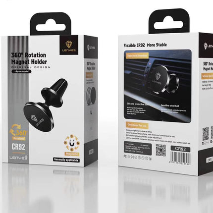 LENYES CR92 Magnetic Car Phone Holder - Black