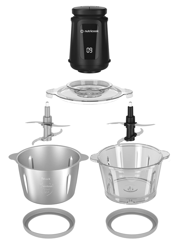 NUTRICOOK Mini Chopper | 1.2L Glass Bowl | 500W Motor - Black NUTRICOOK Mini Chopper | 1.2L Glass Bowl | 500W Motor - Black
