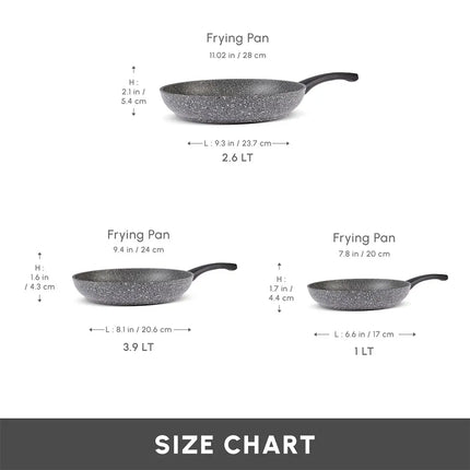 KARACAS GRIS Biogranite 3 Piece Non-Stick Pan Set