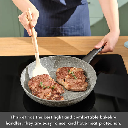 KARACAS GRIS Biogranite 3 Piece Non-Stick Pan Set