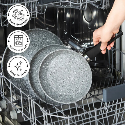 KARACAS GRIS Biogranite 3 Piece Non-Stick Pan Set