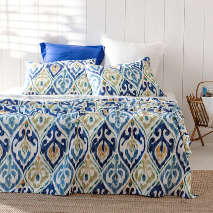 Norris King Size Karde Printed Pike Set - Turquoise