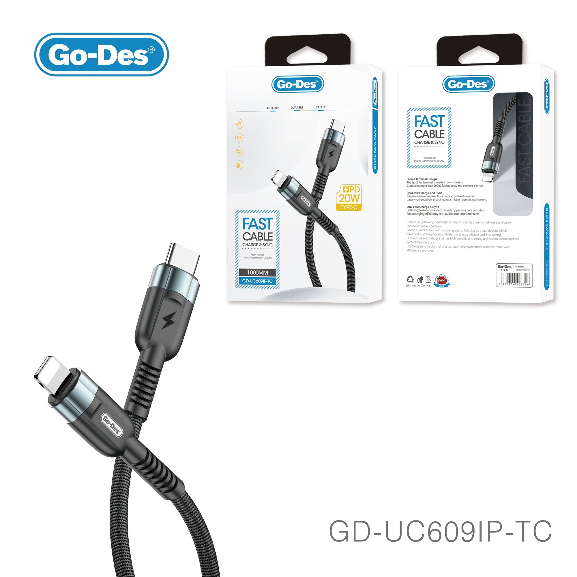 Type-C to Lightning PD Fast Cable GD-UC609 Type-C to Lightning PD Fast Cable GD-UC609