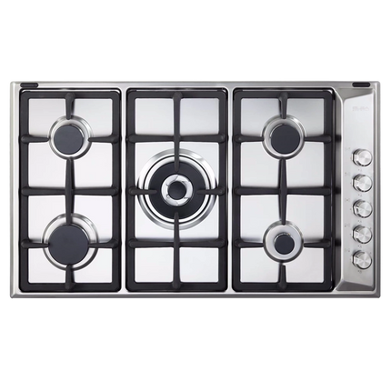 Elba Gas Hob Built-in 5 Burners 90 cm Stainless steel Cast Iron