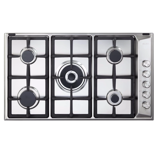 Elba Gas Hob Built-in 5 Burners 90 cm Stainless steel Cast Iron