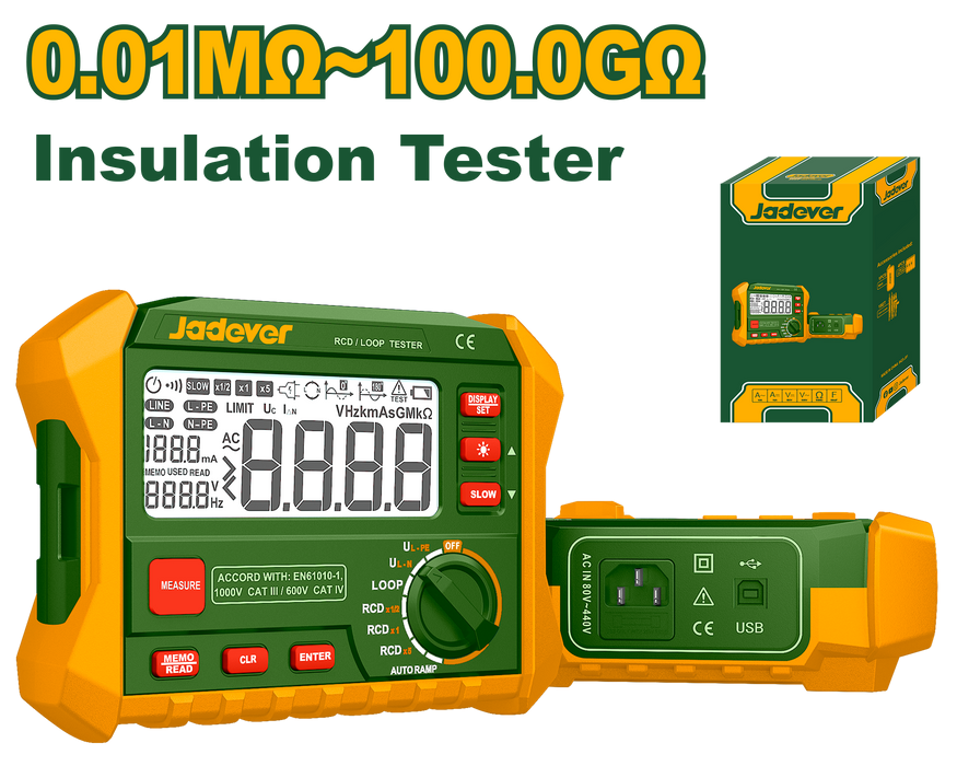 جهاز اختبار العزل ودوائر RCD/LOOP من Jadever جهاز اختبار العزل ودوائر RCD/LOOP من Jadever