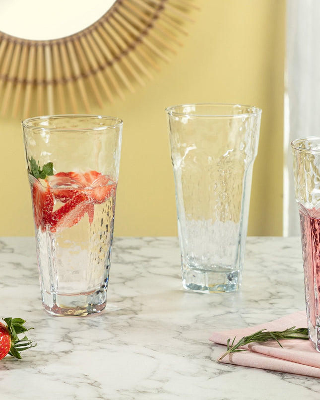 Floressa 4-Piece Soft Drink Glass Set Cut-Glass Design
