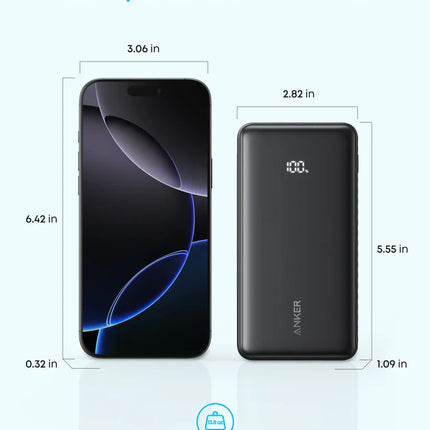 باور بانك Anker Zolo بسعة 20,000mAh مع شحن سريع 22.5W وكابل USB-C مدمج 